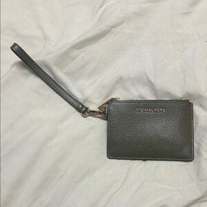 Michael Kors Dark Olive Pebbled Leather Wristlet Card Holder